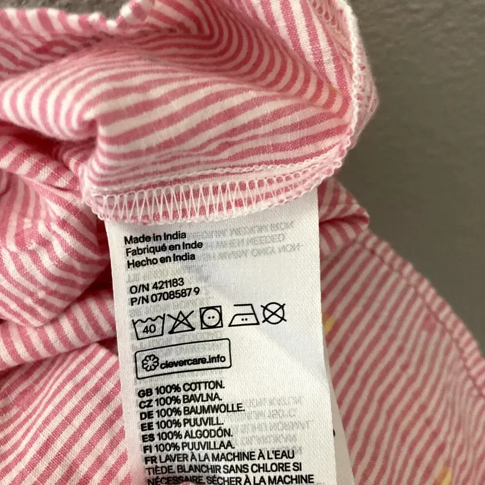 H&M Embroidered Stripe Top - Pink White - 18-24M